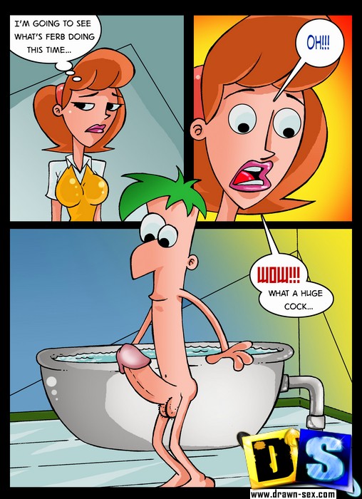 Sucking Big Dick Cartoons - Adorable redhead toon milf sucking and fucking huge dick in bathroom.