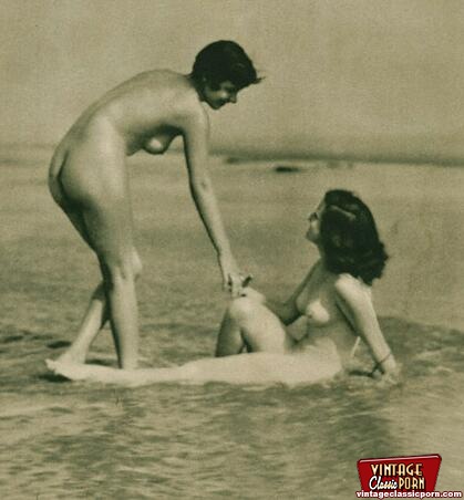 Hairy bush. Several sixties beach babes pos - XXX Dessert - Picture 1