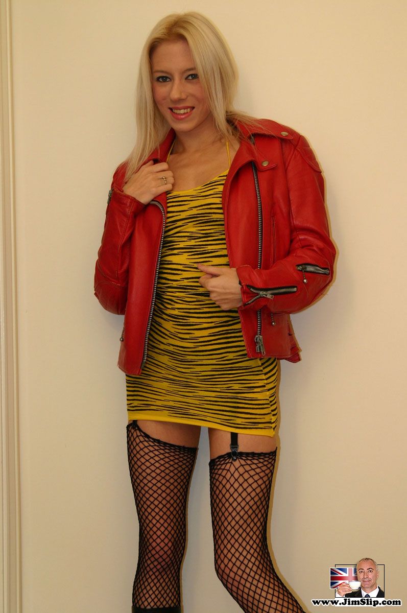 Nylon feet. Blonde British teen slut in bla - XXX Dessert - Picture 1