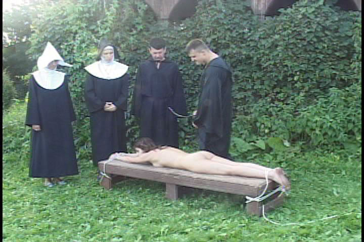 Naked lovely tied to a bench and caned - Unique Bondage - Pic 2