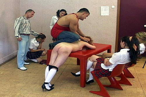 Naked school girl severely punished in front - Unique Bondage - Pic 5