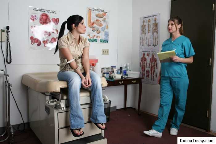 Sexy brunette gets a breast exam from a doc - XXX Dessert - Picture 1