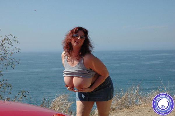 Bbw porn. Busty redhead flashes her tits to - XXX Dessert - Picture 11