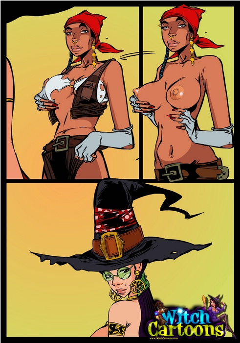 Cartoonporn. Shemale cock in witch's asshole. - Picture 1