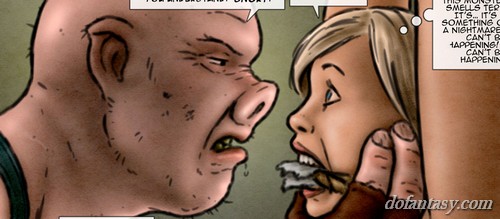 Pig-nosed brute ties up a vulnerable - BDSM Art Collection - Pic 4