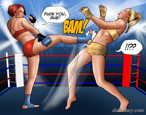 Redhead dominates blonde in wrestling - BDSM Art Collection - Pic 1