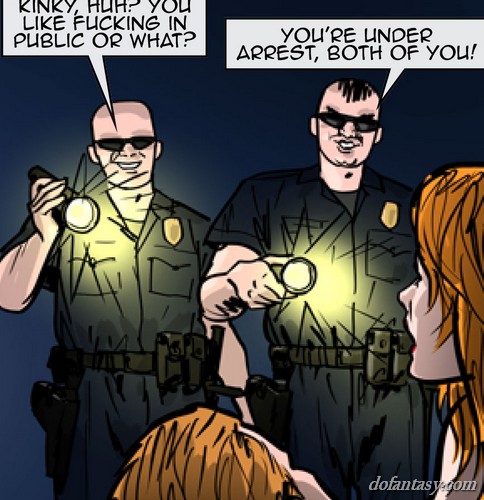 Cops bust couple for public fucking. - BDSM Art Collection - Pic 2