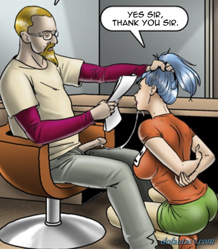 Oral servitude from blue-haired sex - BDSM Art Collection - Pic 2