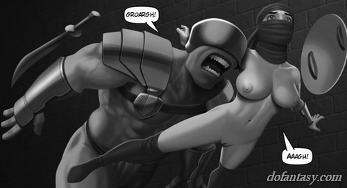 Nude hottie puts her sword to good use. - BDSM Art Collection - Pic 4