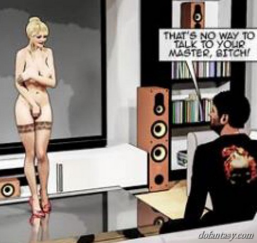Dom gets obedient lady nearly naked. - BDSM Art Collection - Pic 1