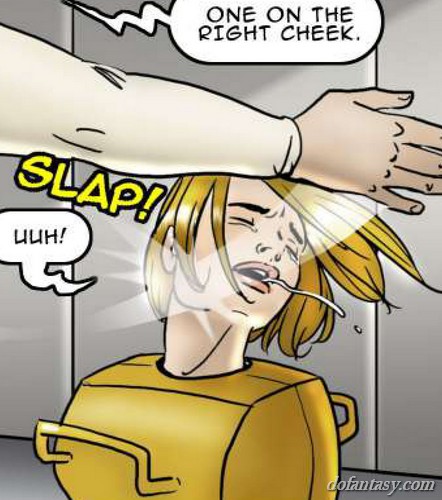 Restrained blonde slave slapped by - BDSM Art Collection - Pic 1