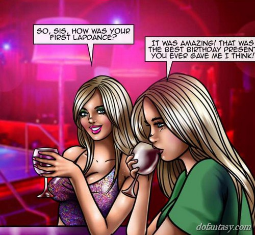 Two blonde twin sisters drink in the - BDSM Art Collection - Pic 1
