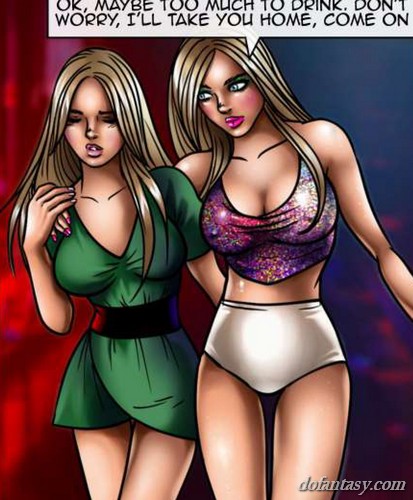 Two blonde twin sisters drink in the - BDSM Art Collection - Pic 4