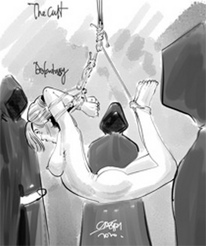 Tied busty blonde whipped hard by kinky - BDSM Art Collection - Pic 1