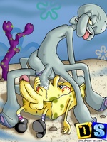 Cartoon sex. SpongeBob hunts pussy.