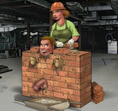 Porn comix. Femdom insanity on construction site.