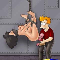 Lovely cartoon beauties get mouth fucked while in tough bondage.