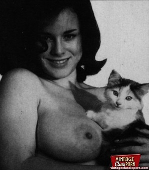 Natural hairy pussy. Several vintage gir - Picture 10