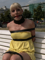 Real public porn. Hot blond is disgraced and - Unique Bondage - Pic 1