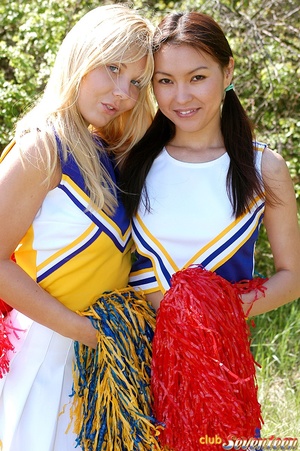 Lesbian girls. Two cute teenie cheerlead - Picture 1
