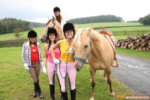 Hot lesbian. Horse riding babes licking  - Picture 1