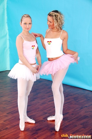 Lesbian porn. Two blonde teen ballerinas - Picture 1