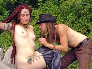 Erotic fantasy. Sexy Hippie couple with  - XXX Dessert - Picture 13