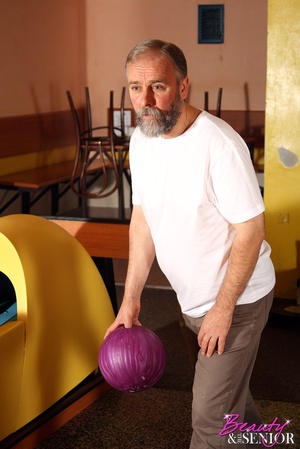 Young porn. Grey senior enjoys bowling w - Picture 3