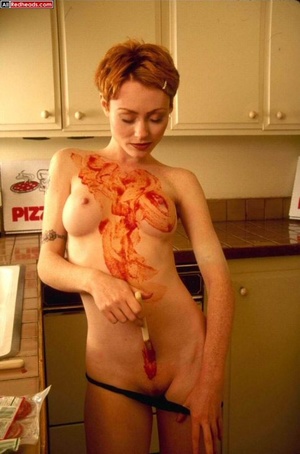 Hot redhead. Real Redhead covered in tom - Picture 7