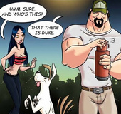 Free sex comics. A young woman lost in the woods, but saw the fire.