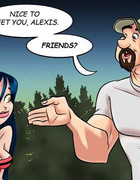 Adult cartoon comic. Girl flirts with her new friend ... what will this