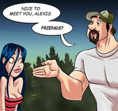 Adult cartoon comic. Girl flirts with her new friend ... what will this