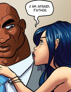 Cartoon adult comics. The man decided to watch the sex games of his secretaries.