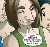 Adult sex comics. The guy wants to fuck her friend in the car.