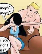 Adult cartoon comic. The guys started to undress the girl, initially raised