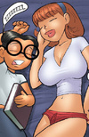 Adult cartoon comics. Girl with big tits seduced student.