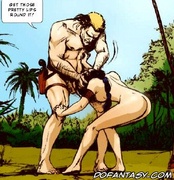 Bondage toons. Get those pretty lips around it, slave!