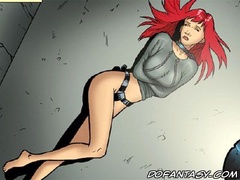 Bondage toons. Redhead girl humiliated by cruel torturer!