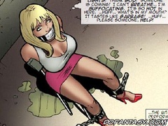 Bondage cartoons. I can't breathe! It's so hot in here! What's in my mouth? Please someone help!