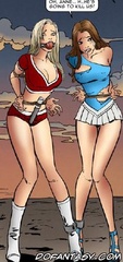 Submission. Two sexy cheerleaders sold to their new old master!