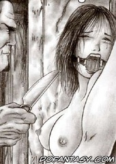 Bdsm art. Locked in cell girl is tortured by crazy guy!