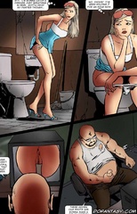 Fetish cartoons. Poor girls is captured on her stop to pee!