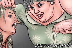 Sex slave comics. Two tied slave girls satisfy retarded guy in the basement!
