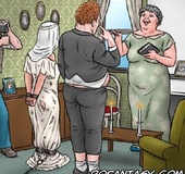 Humiliation comics. Retarded guy married his slave girl!