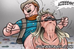 Torture drawings. Slave girl gets her ass fucked by retarded guy!