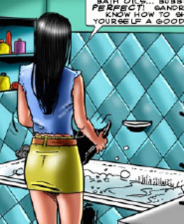 Humiliation comics. Sexy girl undresses in the bathroom!