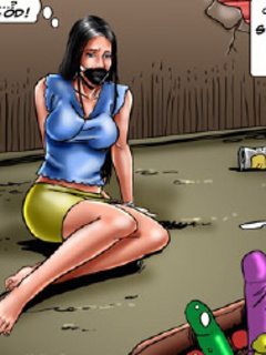 Slave art. Two guys in black suits humiliate tied girl!
