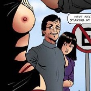 Submission comics. Tied blonde slave girl walks with her master at the street!