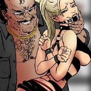 Bondage comics. Cruel master inserts a long toy into his slave girl's ass!