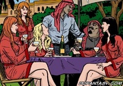 Bondage toons. Western girls are tortured by arabian man!